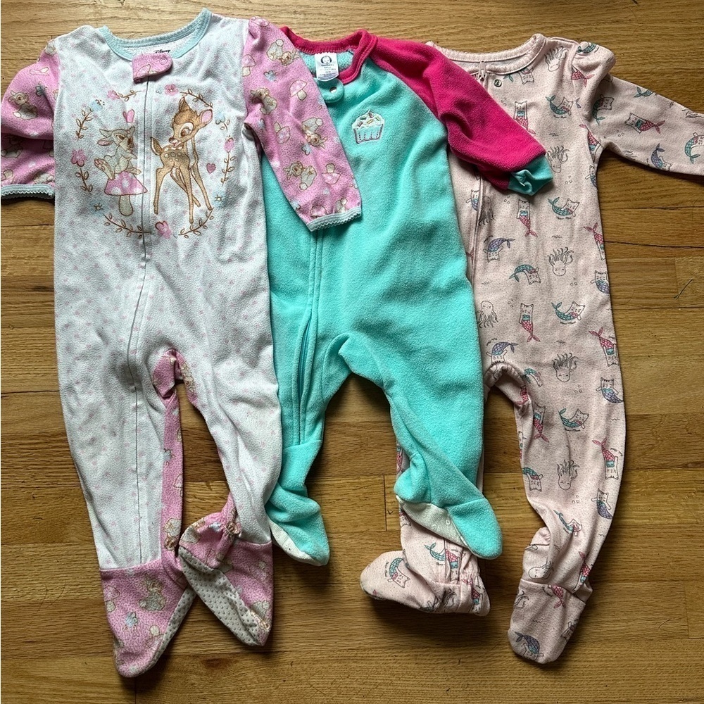 Disney girls footed pajamas bundle